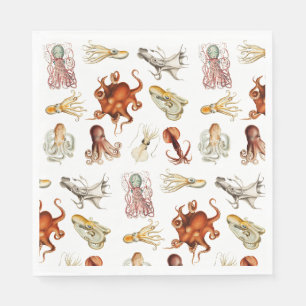 Serviette En Papier Aquarelle Octopus Cephalopod Océan Animaux