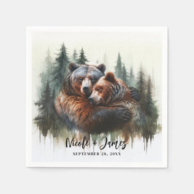 Serviette En Papier Aquarelle Oears Rustic Wilderness Mariage (Devant)