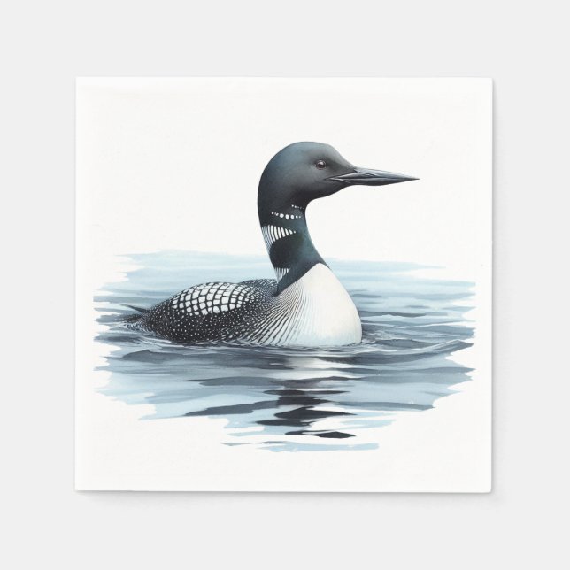Serviette En Papier Aquarelle Oiseau commun Loon Nature Art (Devant)