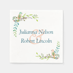 Serviette En Papier Aquarelle oiseaux serviettes