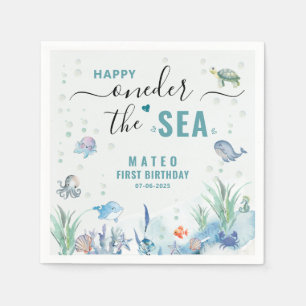 Serviette En Papier Aquarelle One der La mer 1er anniversaire