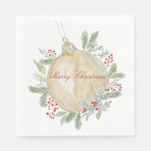 Serviette En Papier Aquarelle or ornement de Noël