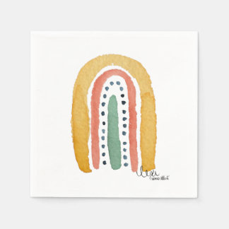 Serviette En Papier aquarelle or unique arc-en-ciel
