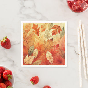 Serviette En Papier Aquarelle orange Feuilles Découpage Naples