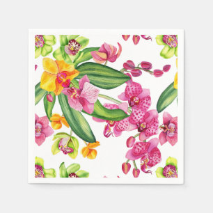 Serviette En Papier Aquarelle Orchidées Design 18
