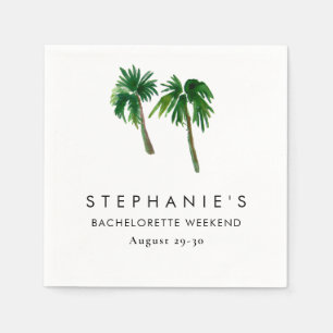 Serviette En Papier Aquarelle Palmiers tropicaux Bachelorette