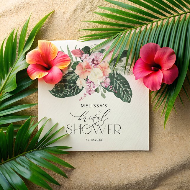 Serviette En Papier Aquarelle Papier à Fête des mariées florale tropic (Créateur téléchargé)