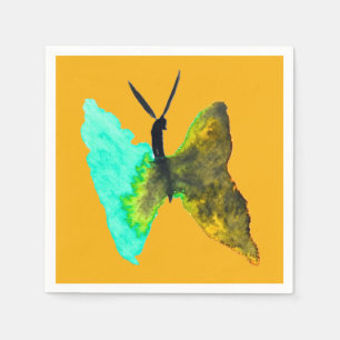 Serviette En Papier Aquarelle papillon aqua joli