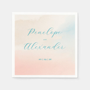Serviette En Papier Aquarelle Pastel Romantique