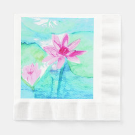 Serviette En Papier Aquarelle Pastel Rose Lotus Fleurs