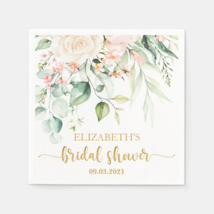 Serviette En Papier Aquarelle Peach rose Blush Fête des mariées