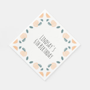 Serviette En Papier Aquarelle Pêche Fruit Anniversaire Frontale Art
