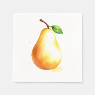 Serviette En Papier Aquarelle Peinte à la main Pear sur Blanc simple