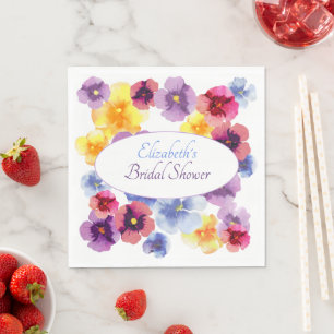 Serviette En Papier Aquarelle Pensees Violettes Élégante Baby Shower M