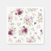 Aquarelle Peonies Papier Napkin