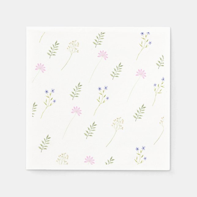 Serviette En Papier Aquarelle Petit Fleur sauvage (Devant)
