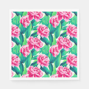 Serviette En Papier Aquarelle Pink Peonis Imprimer