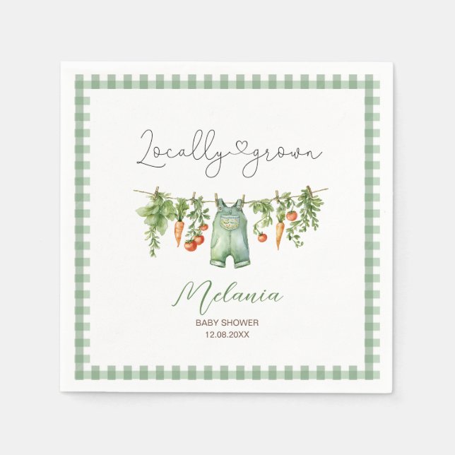 Serviette En Papier Aquarelle Plat de papier baby shower cultivé local (Devant)