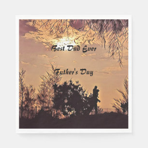 Serviette En Papier Aquarelle Plum Coucher de soleil Arbres meilleur p
