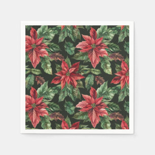 Serviette En Papier Aquarelle Poinsettia fleur Noël
