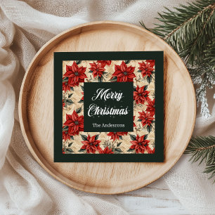 Serviette En Papier Aquarelle Poinsettia Napkins Table de vacances Cha