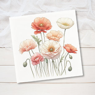 Serviette En Papier Aquarelle Poppies Orange Poppy Flower Cocktail