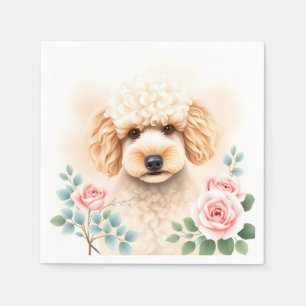 Serviette En Papier Aquarelle Portrait d'un caniche beige souple