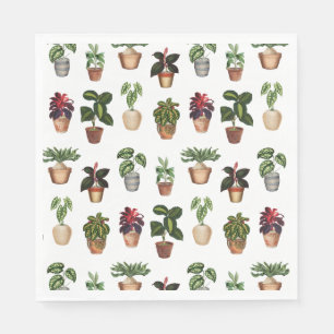 Serviette En Papier Aquarelle Pots Plante Motif Pots en terre cuite