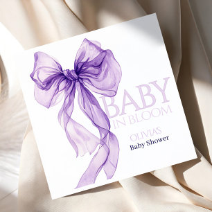 Serviette En Papier Aquarelle pourpre Bow bébé dans le Baby shower en 