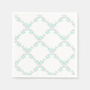 Serviette En Papier Aquarelle Preppy Floral En vichy Anniversaire