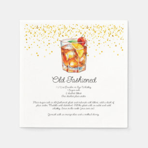 Serviette En Papier Aquarelle Recette de cocktail personnalisée à l'an
