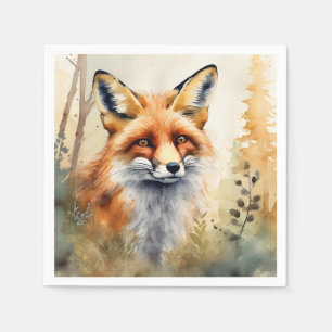 Serviette En Papier Aquarelle Red Fox