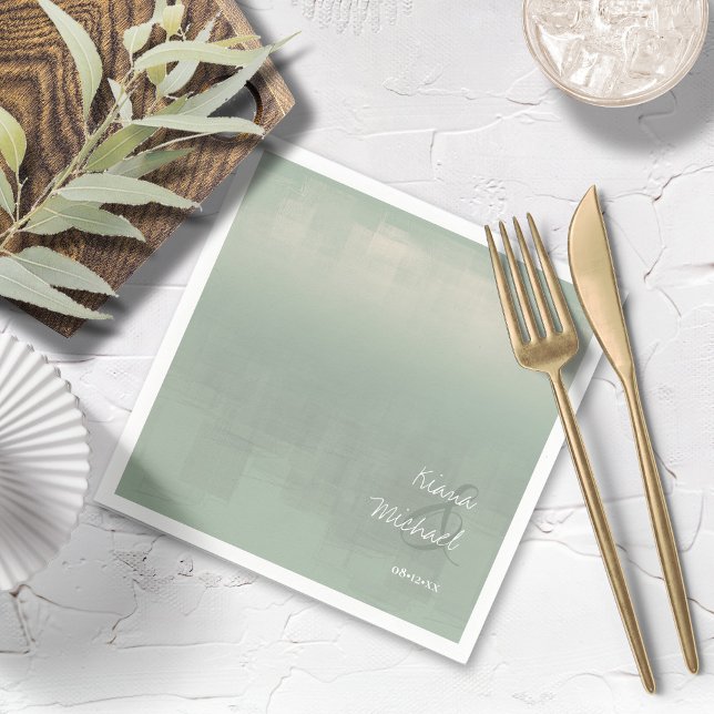 Serviette En Papier Aquarelle Réflexions Mariage Sage ID774 (Créateur téléchargé)