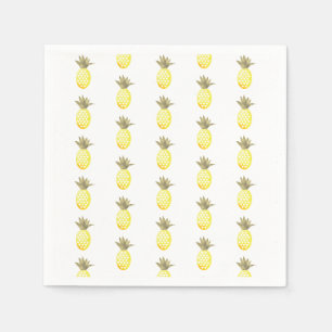 Serviette En Papier Aquarelle Répétition de l'ananas en feuille d'or T