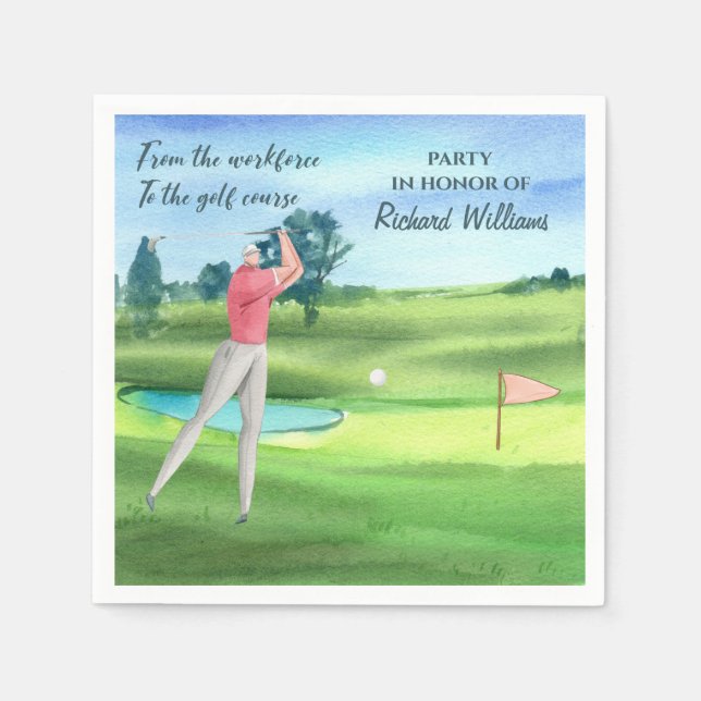 Serviette En Papier Aquarelle Retraite Golf Men Sur Le Golf (Devant)