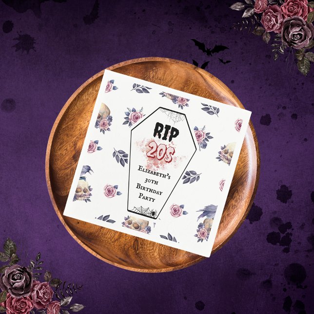 Serviette En Papier Aquarelle RIP 20s Halloween Anniversaire adulte (Créateur téléchargé)