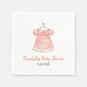 Serviette En Papier Aquarelle Robe rose Baby shower Papier Napkin