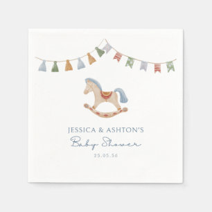 Serviette En Papier Aquarelle Rocking Horse, Baby shower
