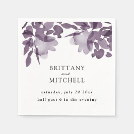 Serviette En Papier Aquarelle romantique Floral Améthyste Mariage