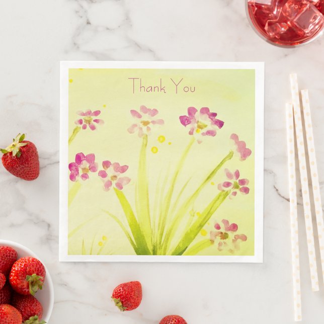 Serviette En Papier Aquarelle rose (En situation)