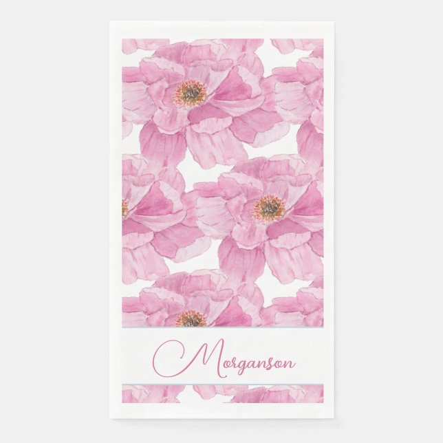 Serviette En Papier Aquarelle rose (Devant)