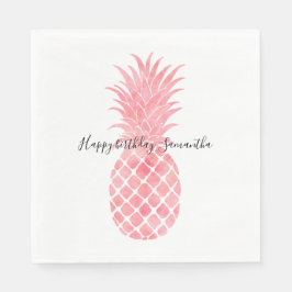 Serviette En Papier Aquarelle rose Aiguille tropicale