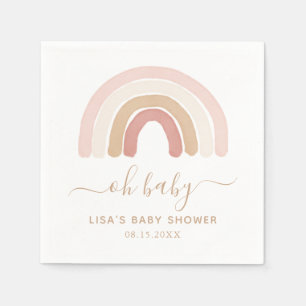 Serviette En Papier Aquarelle rose Baby shower arc-en-ciel