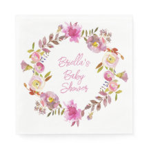 Aquarelle rose couronne florale