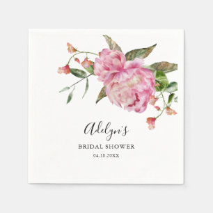 Serviette En Papier Aquarelle rose Fête des mariées florale