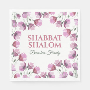 Serviette En Papier Aquarelle rose Floral Shabbat
