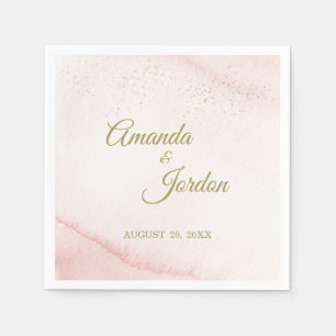 Serviette En Papier Aquarelle rose Gold Type Mariage Cocktail Napkin