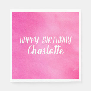 Serviette En Papier Aquarelle rose Gradient Ombre Nom personnalisé