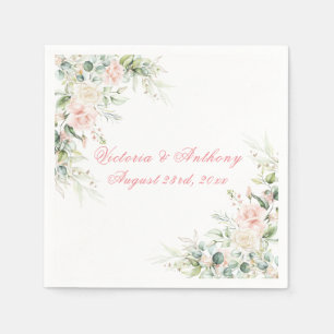 Serviette En Papier Aquarelle rose Mariage flou