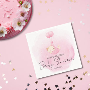Serviette En Papier Aquarelle rose mignonne Kitten Baby Girl Douche